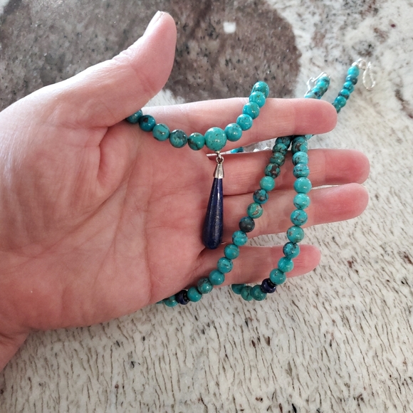 Jay King Turquoise Bead and Lapis Sterling Silver Long Necklace - Picture 4 of 15
